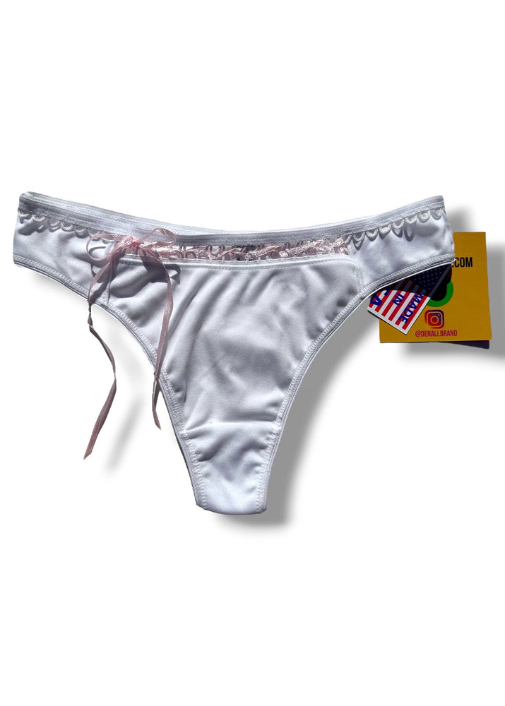 Y2K Lace-Up Thong Panty | Coquette Valentine Gift | Satin Ribbon Deadstock Vintage