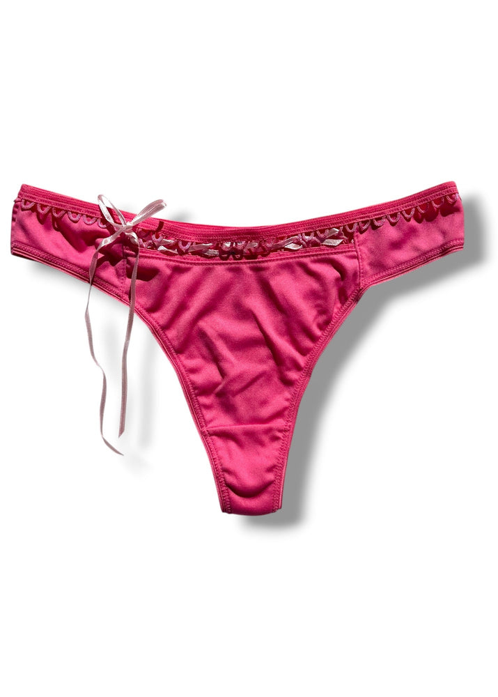 Y2K Lace-Up Thong Panty | Coquette Valentine Gift | Satin Ribbon Deadstock Vintage