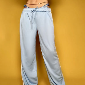 Low Rise Baggy Sporty Lounge Pant | Adjustable Drawcord Periwinkle Athletic Stripe Y2K Sweats