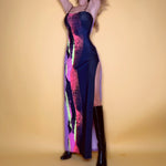 Slit Leg Tube Dress | Black & Neon
