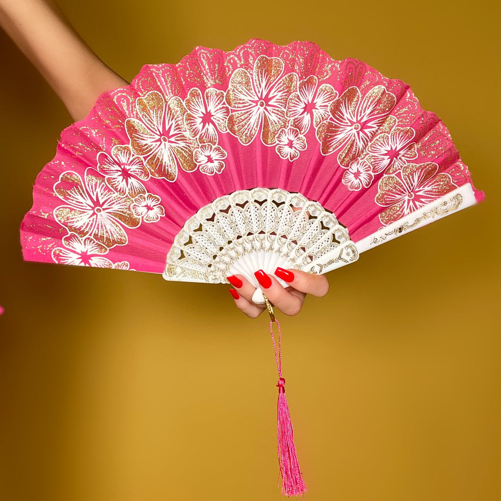 
                      
                        Pink & Gold Sparkle Hand Fan
                      
                    