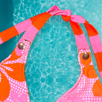 Y2K Coquette Floral Buckle Strap Padded Halter Bikini Top