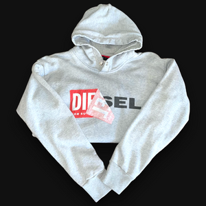 Diesel Grey Iconic Pullover Hoodie | Y2K Vibes, XS