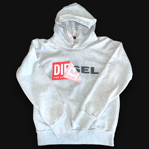 Diesel Grey Iconic Pullover Hoodie | Y2K Vibes, XS