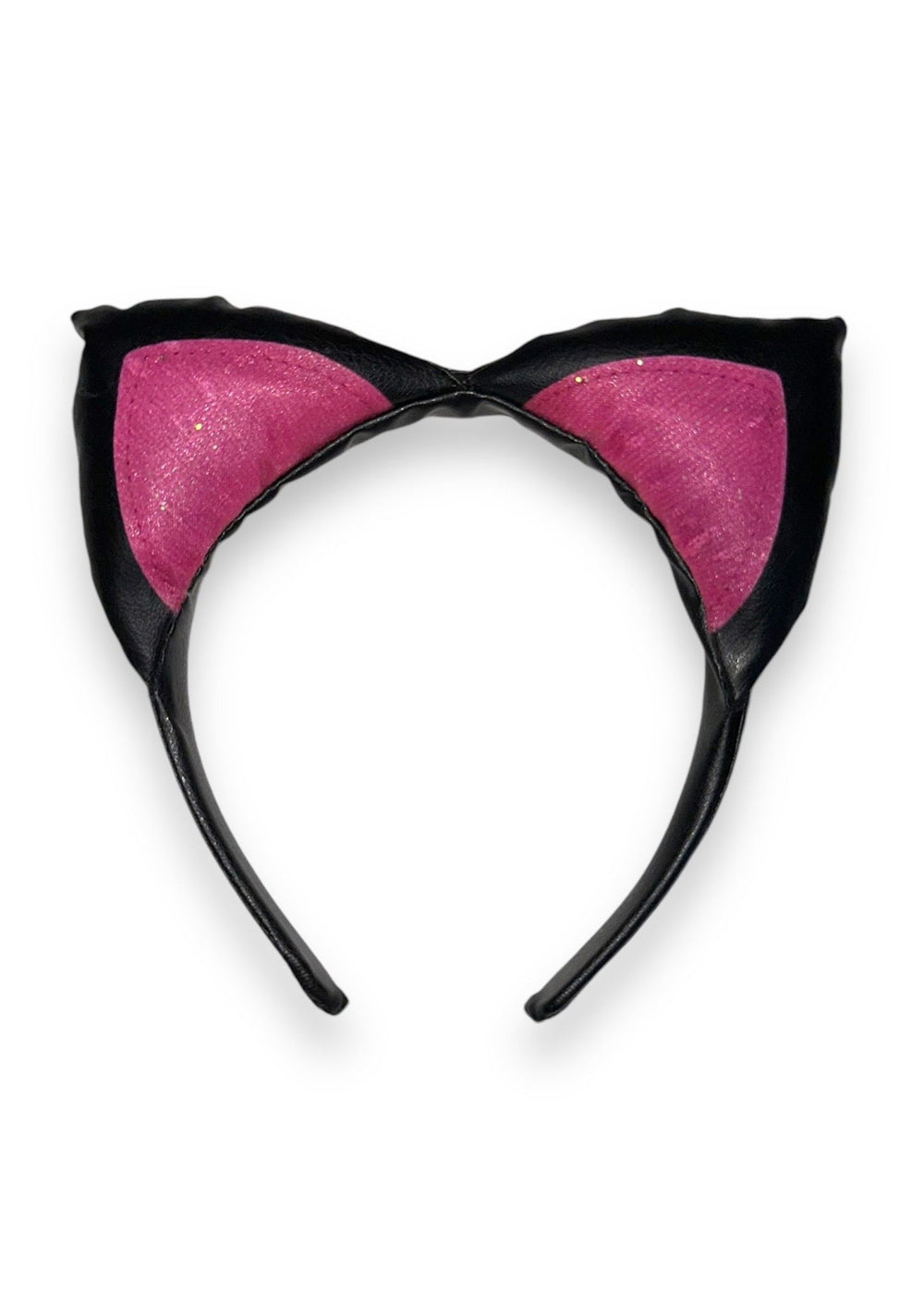 Y2K Playboy Vintage Black Vegan Leather Kitty Ears Cosplay Headband