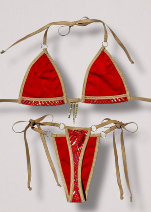Handmade Y2K Rhinestone Charm Micro Bikini Set – Adjustable (S/M)