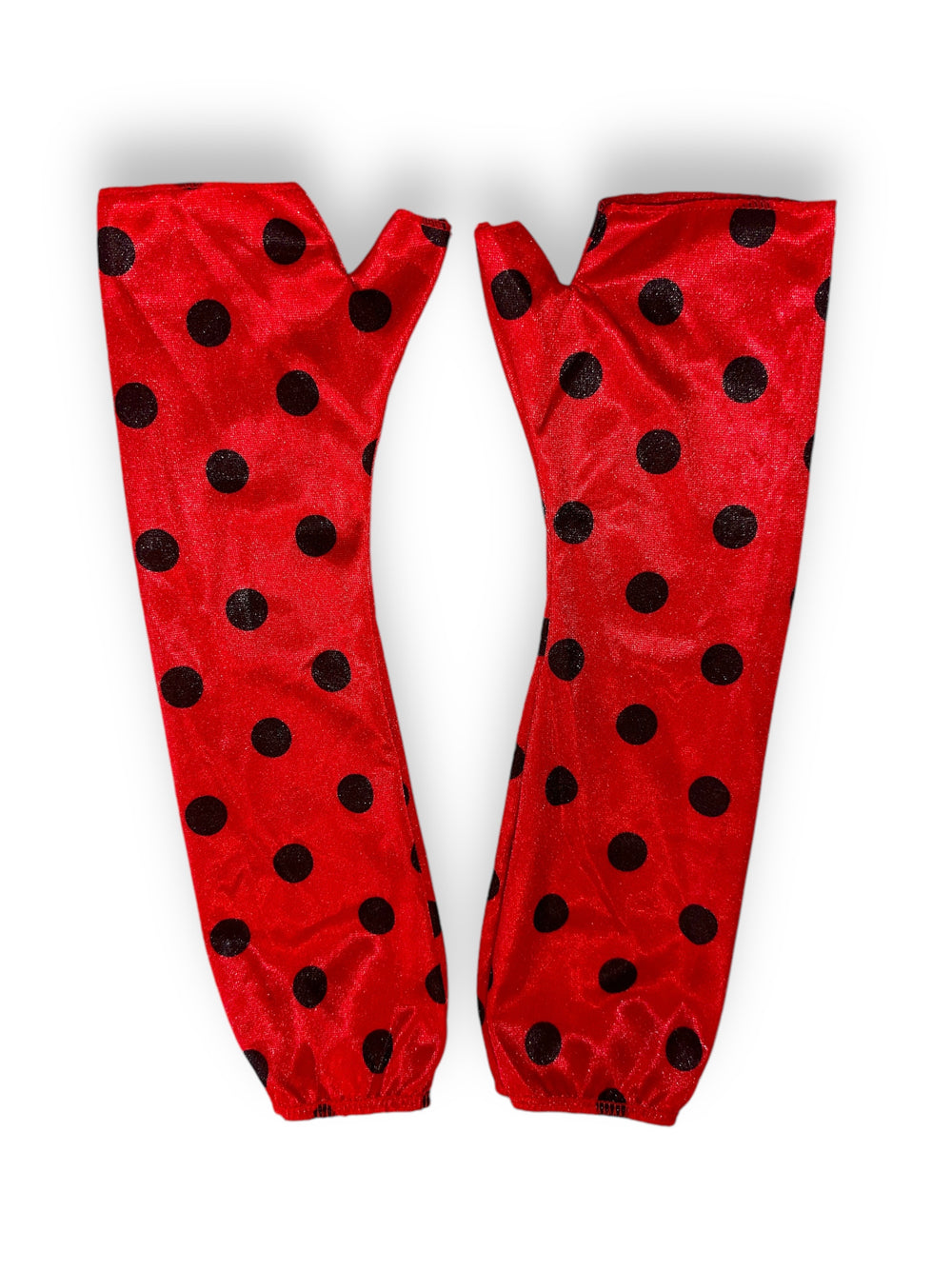 Y2K Ladybug Coquette Ditsy Dot Red & Black Arm Sleeves | Cosplay Gloves