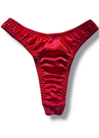 1990s Deadstock Red Satin Ruched Thong Panty – Vintage Valentine Lingerie