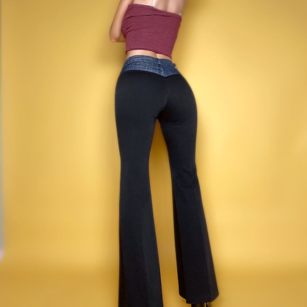 
                      
                        Rare Small Mid Rise Chap-Style Flared Leg Patchwork Pant | Y2K Bebe Tapered Bell Bottom Trouser
                      
                    