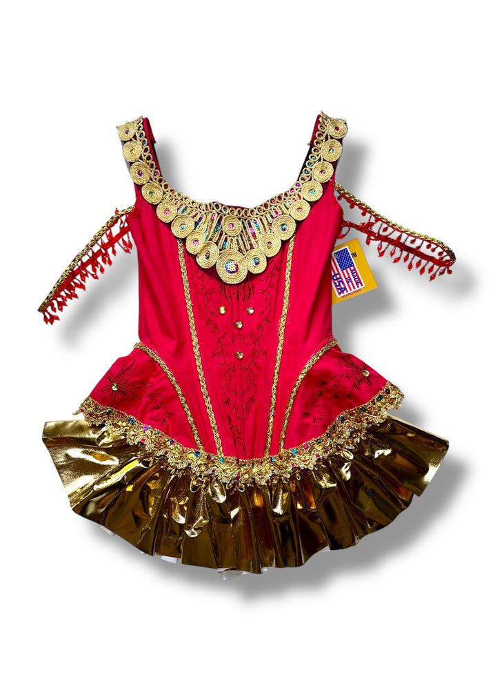Vintage USA-Made Red & Gold Circus Ringmaster Corset Costume Set (M)