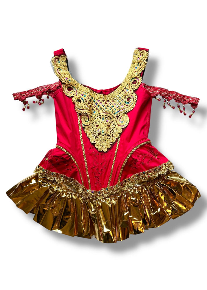 Vintage USA-Made Ringmaster Costume Set XL – Red Corset Top & Gold Skirt Circus Cosplay