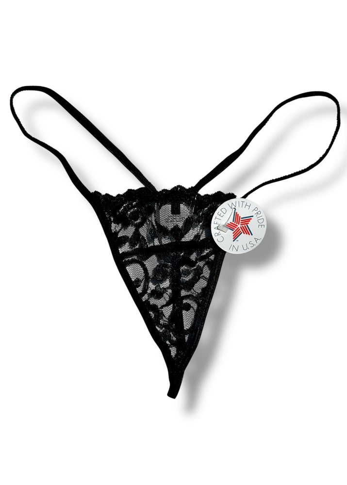 Sheer Lace G-String Thong Panty | USA-Made 90s Deadstock Vintage | Holiday Lingerie Gift
