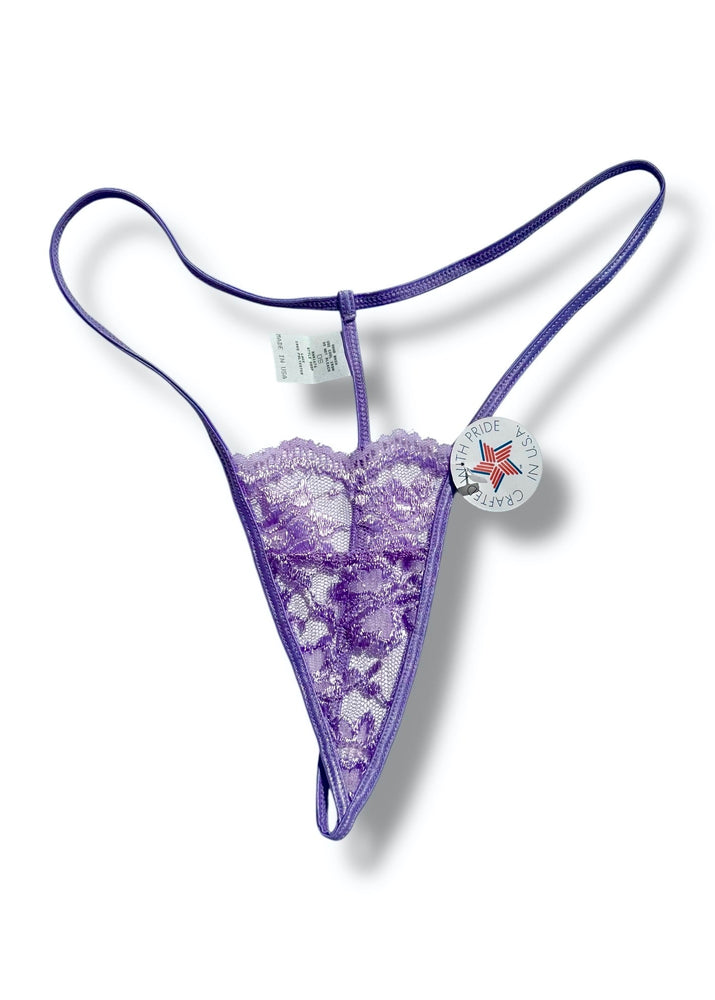 Sheer Lace G-String Thong Panty | USA-Made 90s Deadstock Vintage | Holiday Lingerie Gift