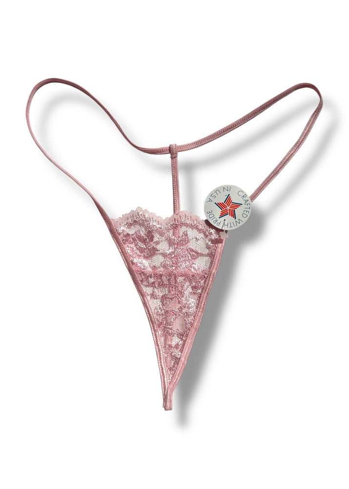 Sheer Lace G-String Thong Panty | USA-Made 90s Deadstock Vintage | Holiday Lingerie Gift