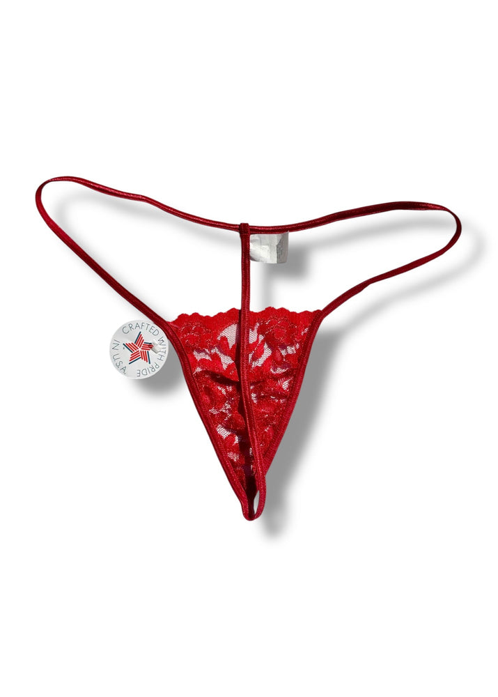 Sheer Lace G-String Thong Panty | USA-Made 90s Deadstock Vintage | Holiday Lingerie Gift