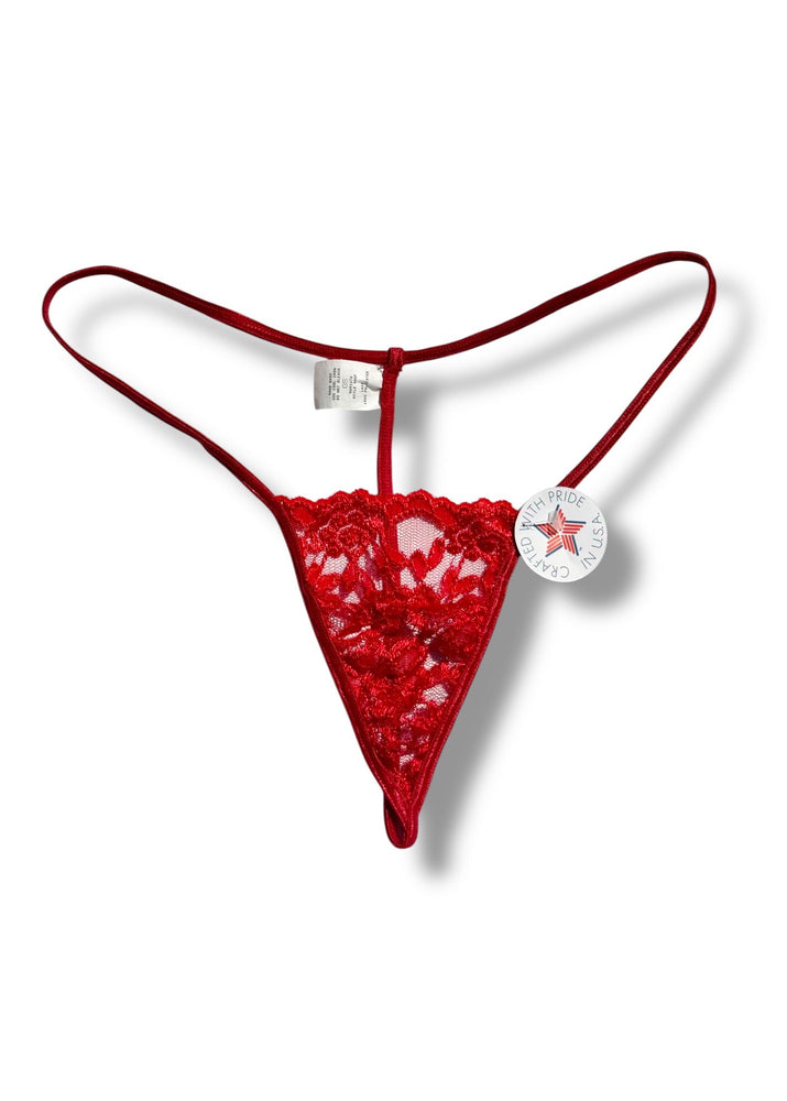 Sheer Lace G-String Thong Panty | USA-Made 90s Deadstock Vintage | Holiday Lingerie Gift