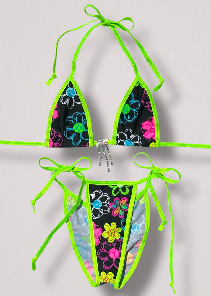 Handmade Y2K Diamanté Micro Bikini Set – Scrunch-Butt Cheeky Tie-Side Swimwear (XS/S)
