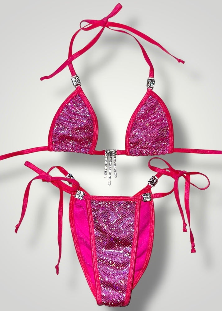 Handmade Y2K Diamanté Scrunch-Butt Micro Bikini Set – Adjustable (XS/S)