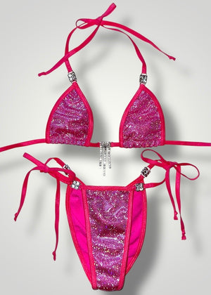 Handmade Y2K Diamanté Scrunch-Butt Micro Bikini Set – Adjustable (XS/S)