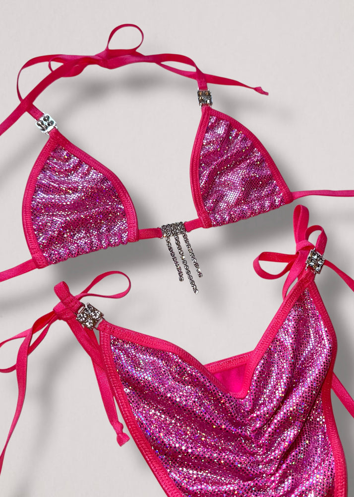Handmade Y2K Diamanté Scrunch-Butt Micro Bikini Set – Adjustable (XS/S)