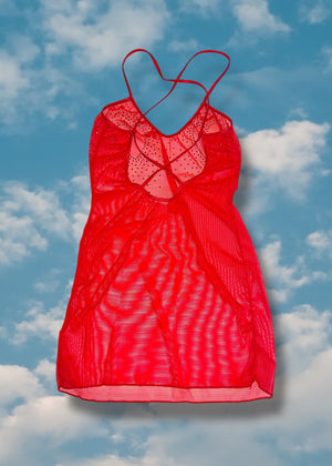 Sheer Backless Bodycon Slip Minidress | Strappy Coquette Valentines Lingerie