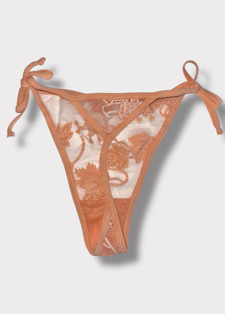 90s Tie-Side Sheer Sparkle Thong | Deadstock Vintage Lingerie | Adjustable Mesh Panty