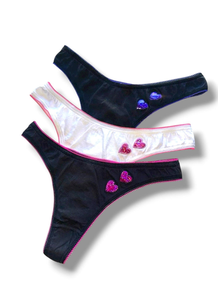 Y2K Holographic Heart Thong | Valentine Coquette Gift | 3-Color Deadstock Vintage