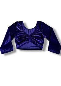 90s Luxe Velvet Ruched 3/4 Sleeve Crop Top