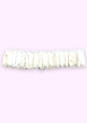 Vintage Lacey White Thigh-Garter Band with Pastel Blue Ribbon | 90s Coquette Style