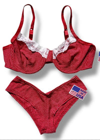 Y2K Coquette 2PC Lace Trim Lingerie Set – USA Made 90s Deadstock (Medium)