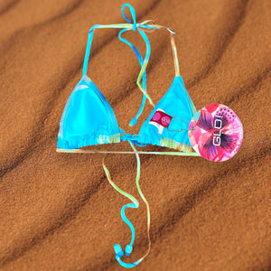 Y2K Minimalist Boho Tie Dye Skimpy Padded String Slide Triangle Bikini Top