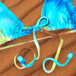 Y2K Minimalist Boho Tie Dye Skimpy Padded String Slide Triangle Bikini Top