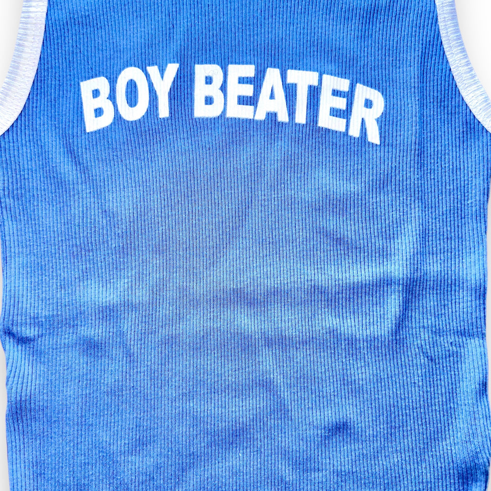 
                  
                    Y2K Graphic Ringer Baby Tank Boy Beater in Pastel-Blue | Coquette Vintage Deadstock
                  
                