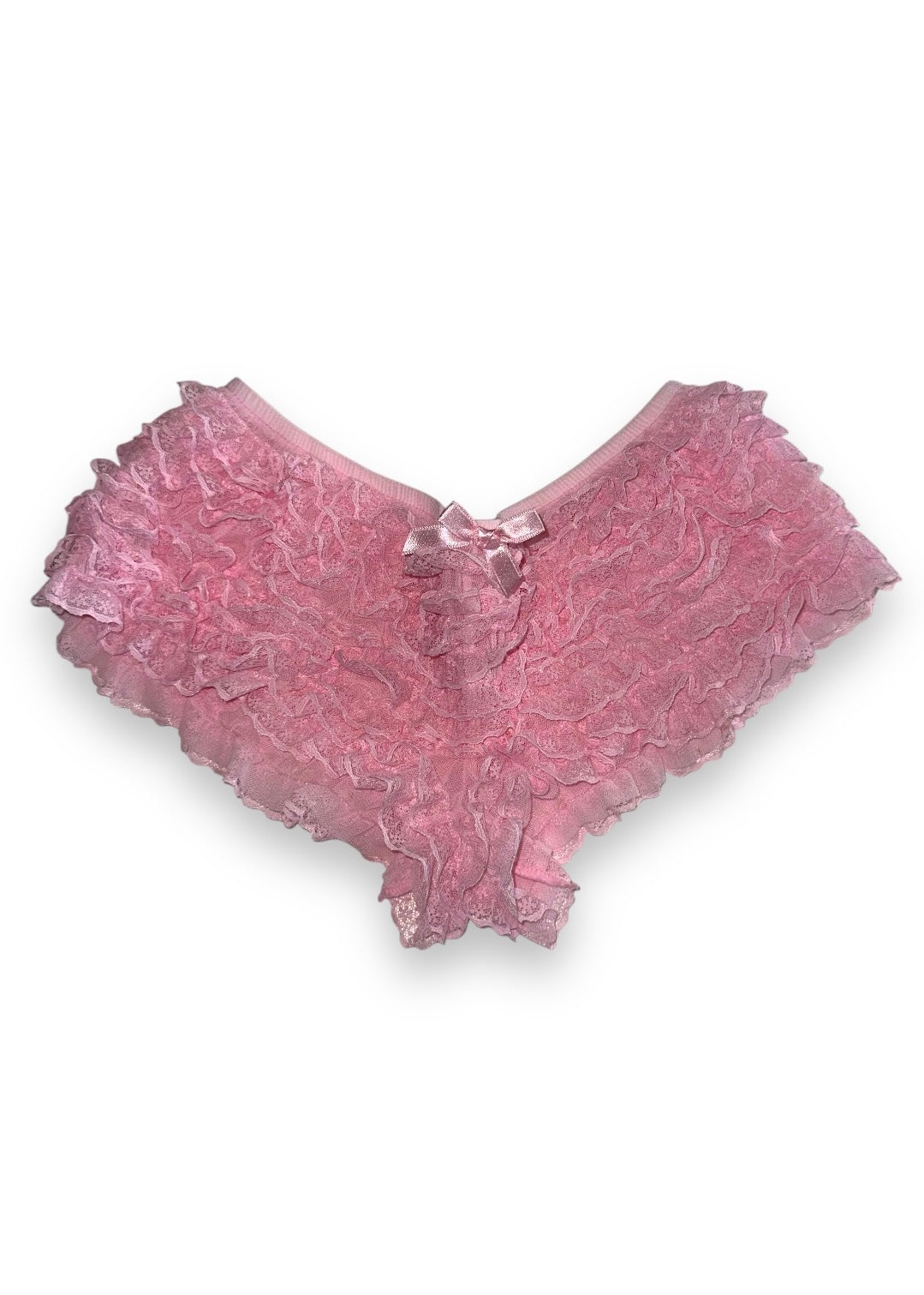 Y2K Low Waisted Sheer Lacey Pink Ruffle Bloomers | Coquette Cheeky Booty Shorts