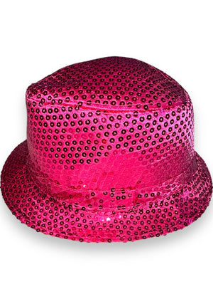 Y2K Mob Wife Pink Sequin Hat Gangster Cosplay Fedora Costume Accessory