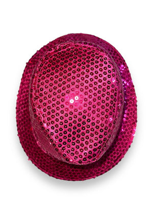 Y2K Mob Wife Pink Sequin Hat Gangster Cosplay Fedora Costume Accessory