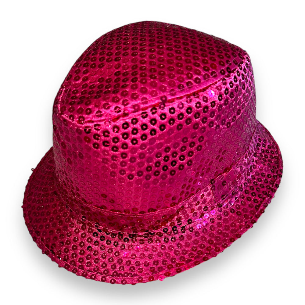 Y2K Mob Wife Pink Sequin Hat Gangster Cosplay Fedora Costume Accessory