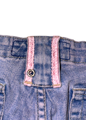 Y2K Pink Embroidered Strappy Low-Rise Flared Pocketless Jeans – Size 4