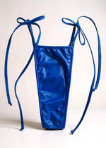 Y2K Tie Side Thong Bikini Bottom – Shimmer Pastel Blue, White & More