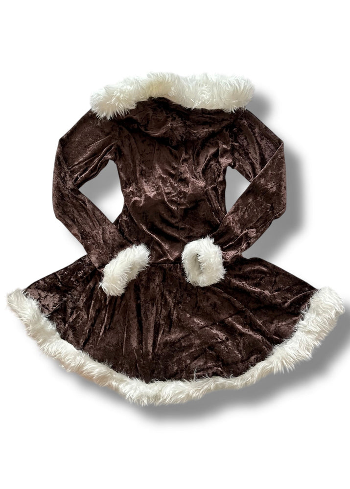 Y2K Snow Princess Costume Set – 2000s Deadstock Velvet Mini Dress (XS, Small)