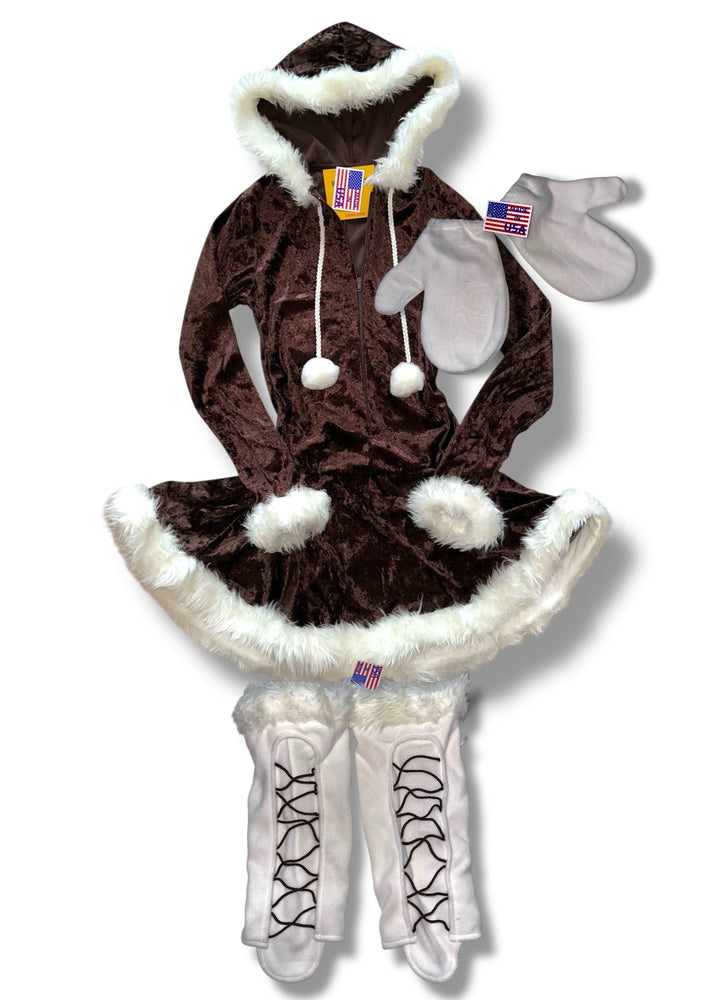 Y2K Snow Princess Costume Set – 2000s Deadstock Velvet Mini Dress (XS, Small)