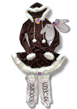 Y2K Snow Princess Costume Set – 2000s Deadstock Velvet Mini Dress (XS, Small)