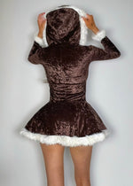Y2K Snow Princess Costume Set – 2000s Deadstock Velvet Mini Dress (XS, Small)