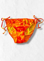 Y2K Tropical Floral Tie Side Bikini Bottom | Orange Tropical Floral Retro Low Rise | USA-Made