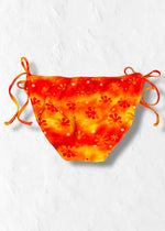 Y2K Tropical Floral Tie Side Bikini Bottom | Orange Tropical Floral Retro Low Rise | USA-Made