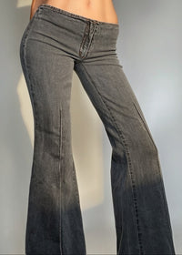 Vintage Y2K XOXO Low Rise Wide Leg Bell Bottom Flare Jeans – Gray Wash Stretch Denim