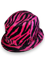 Y2K Mob Wife Velvet Pink Zebra Fedora Gangster Costume Accessory | Cosplay Fedora