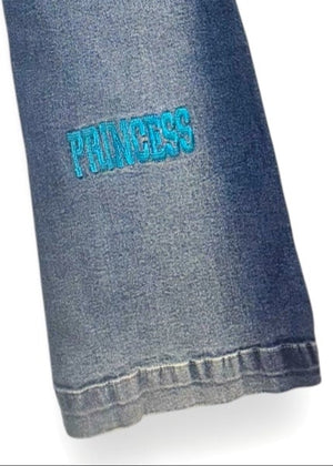 Y2K Rare Rainbow Bondage Flared Jeans & Heart Belt – Size 4