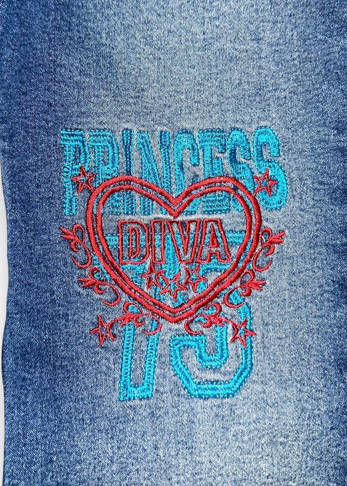 Y2K Rare Rainbow Bondage Flared Jeans & Heart Belt – Size 4