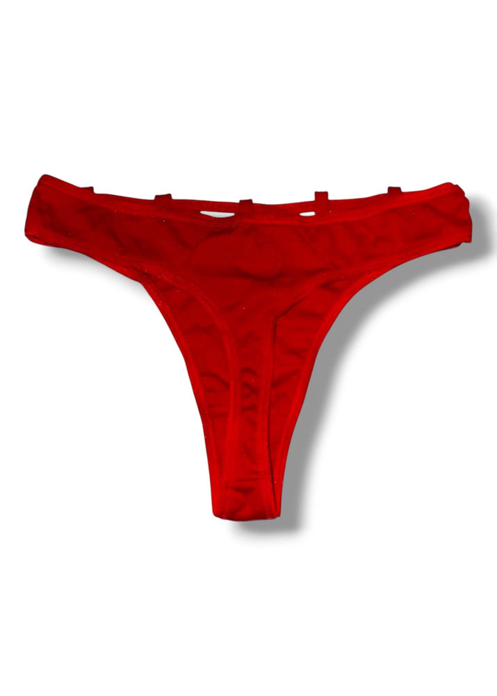 Y2K Red, Black Strappy Thong Panty | Cutout Whale Tail | 2000s Deadstock Vintage